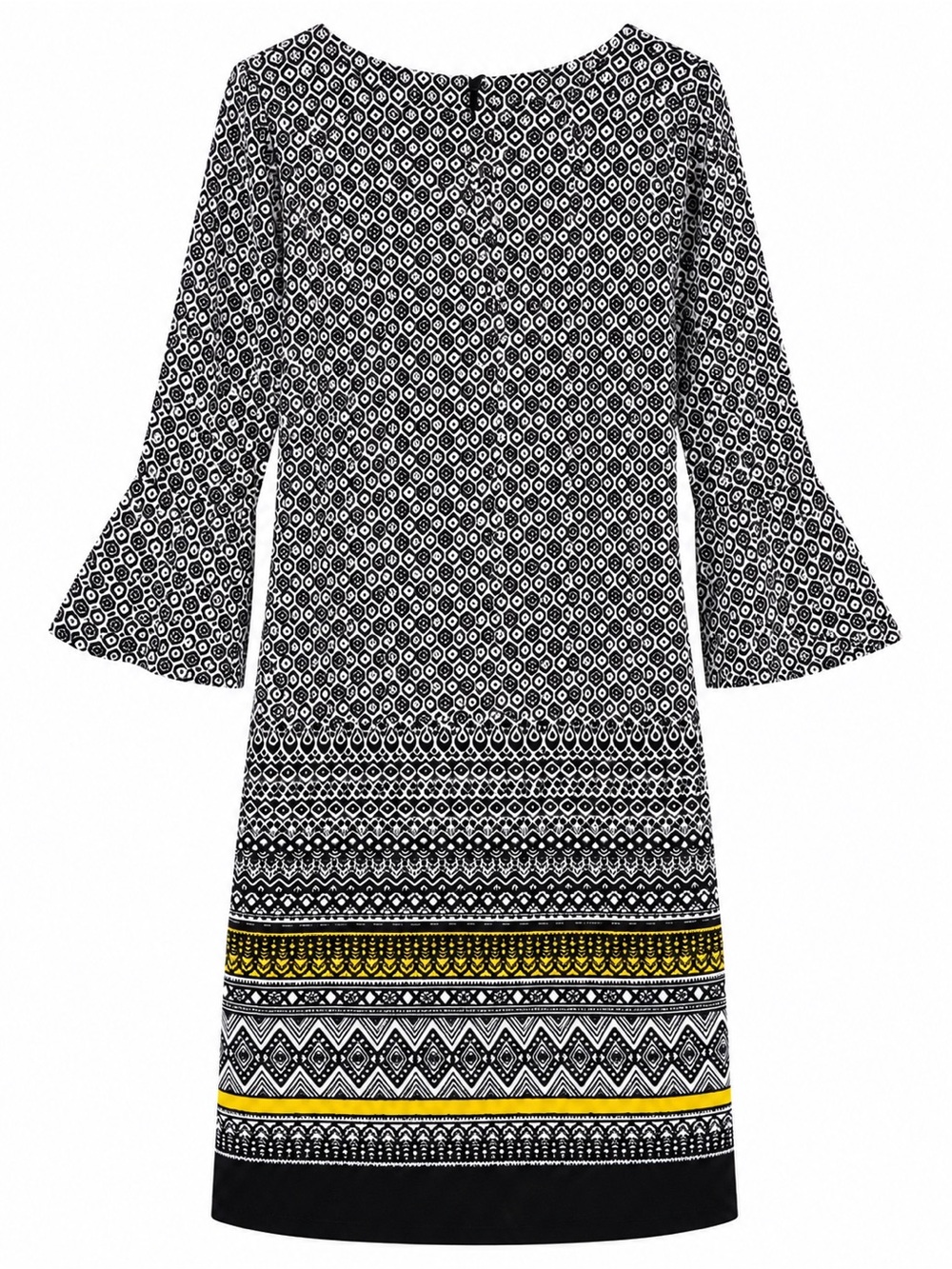 ILE New York Geometric Print Bell Sleeve Dress Women’s size 8